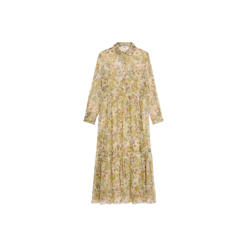CELINE Long Shirt Dress In Silk Crepon-0
