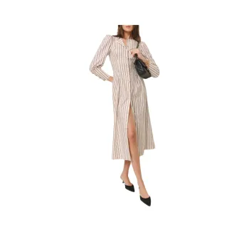 REFORMATION Halia Dress Long-Sleeved Dresses Women's Red Beige White