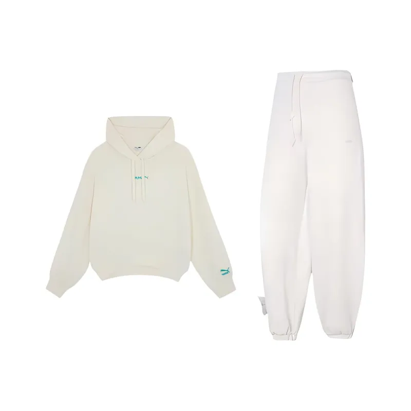 PUMA CLASSICS SLOUNGE GIRL HOODIE TR Sweatshirt Set Women's White-0