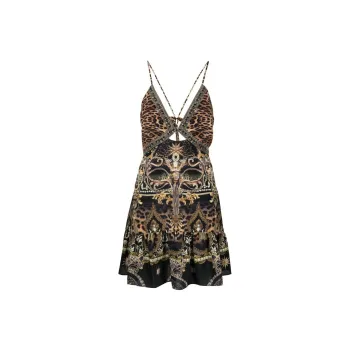 Camilla Leopard print Cutout Silk Minidress