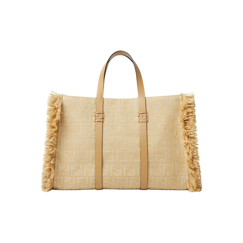 FENDI Viscose Tote Bag, Shopping Bag, Handbag Women's Beige-2