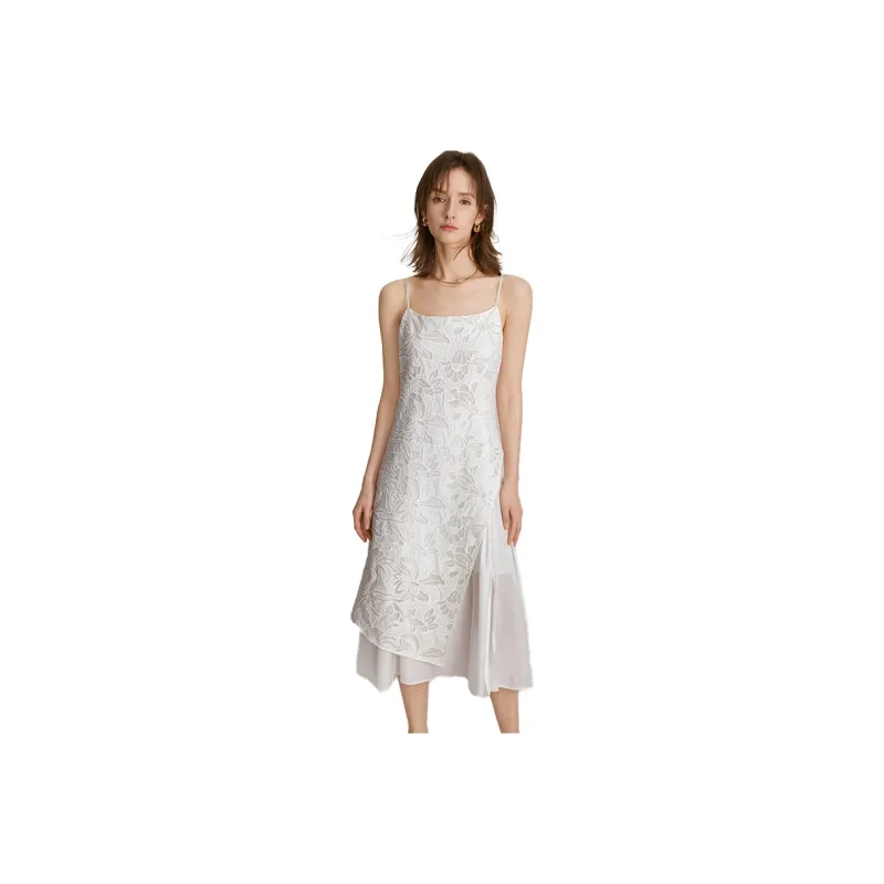 ELLE Slip Dresses Women's White-0