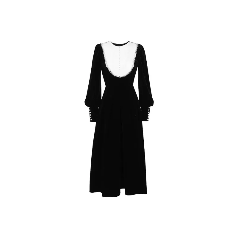 Duffy fashion Long Sleeved Dresses Women's Black-0