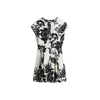 H&M Short Sleeved Dress Women's White/with Pattern
