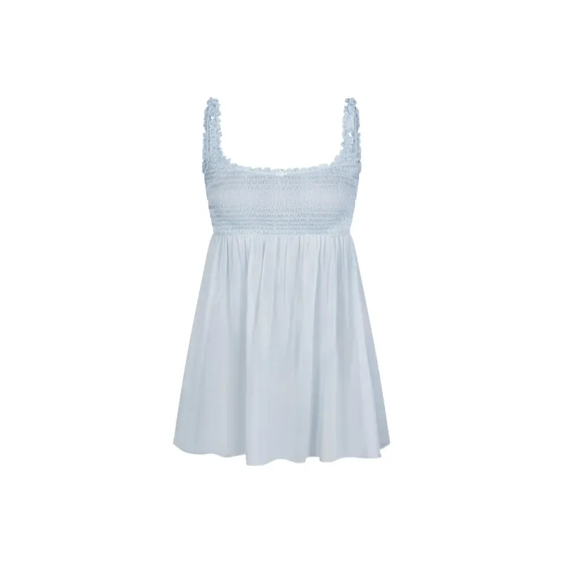 SKIMS ROMANCE SMOCKED MINI SLIP DRESS Slip Dresses Women's CELESTE/Sky Blue-0