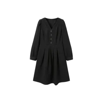 TKY SHOP Long-Sleeved Dresses Women's Simple Black