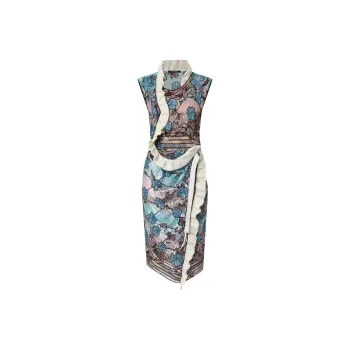 LOUIS VUITTON Asnières Sequin Ruffle Trim Wrap Dress