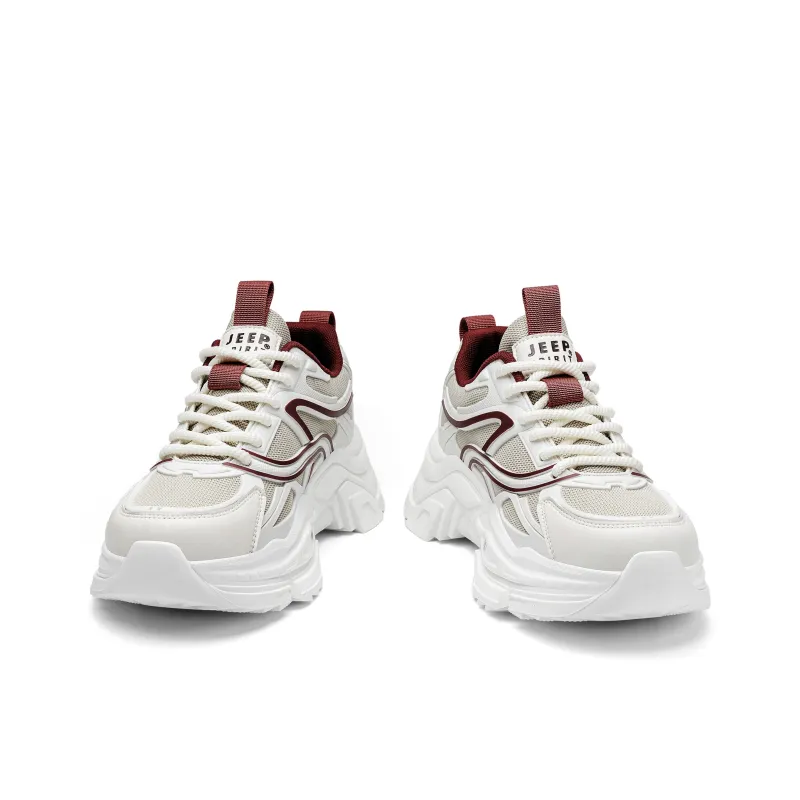 JEEP SPIRIT Slip Resistant, Abrasion Resistant, Breathable, Height Increasing Low Top Chunky Sneakers Men's White-3