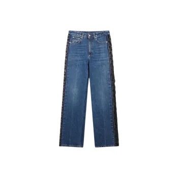 Stella McCartney High Waist Lace Panelled Straight Leg Jeans