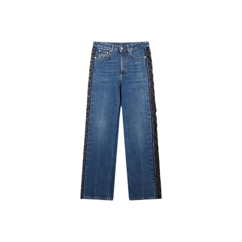 Stella McCartney High Waist Lace Panelled Straight Leg Jeans-0