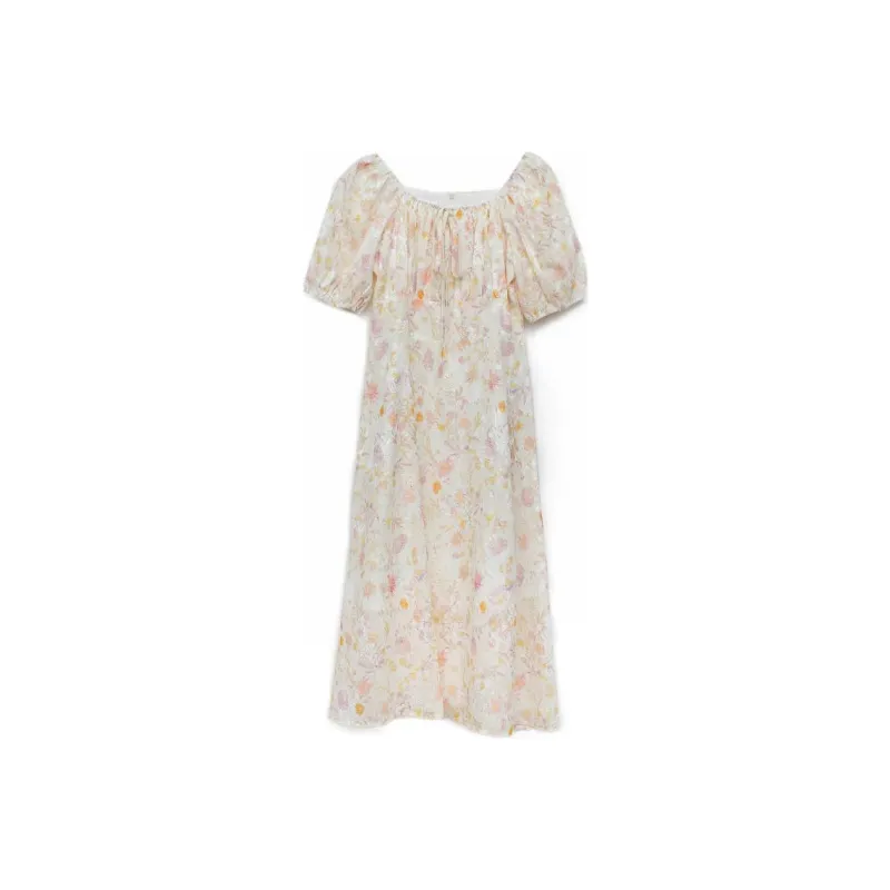 ETSE Short Sleeved Dresses Women's Yellow-0