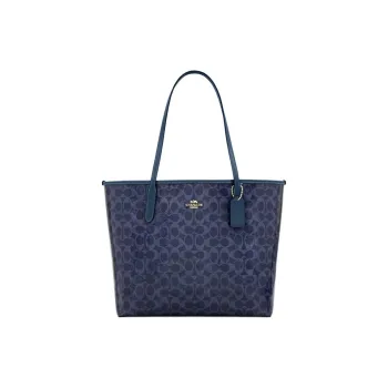 COACH City Coated Canvas Tote Bag, Shopping Bag, Handbag, Shoulder Bag Tubas Women's Dark Blue