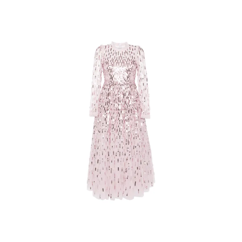 NEEDLE & THREAD Sequin embellished Long sleeve Gown-0