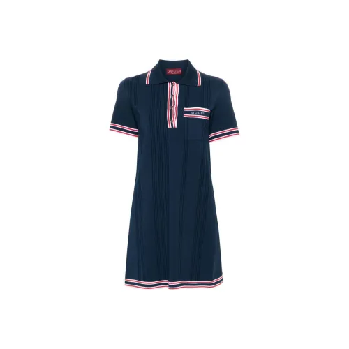 GUCCI Stripe Detail Knitted Polo Dress