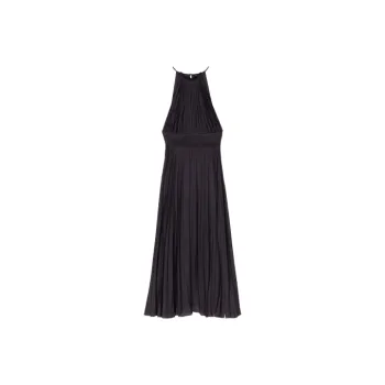 Maje Pleated Satin Maxi Dress