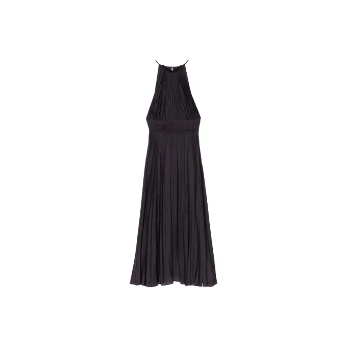 Maje Pleated Satin Maxi Dress-0