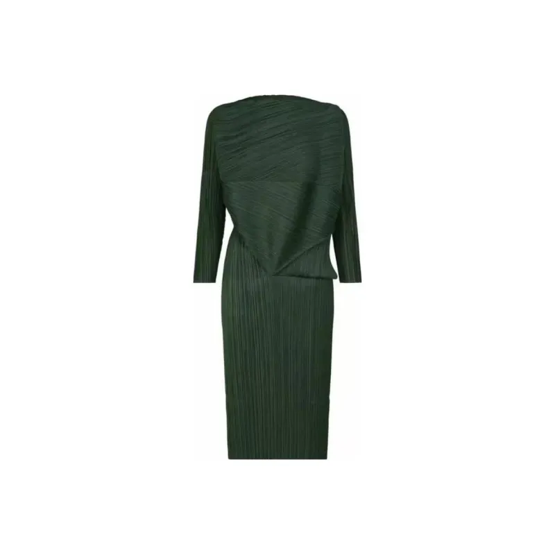 ISSEY MIYAKE Long-Sleeved Dresses Women's Green-0