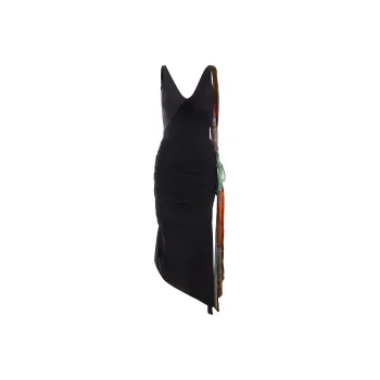 Marine Serre Asymmetric Draped Scarf Detailed Dress