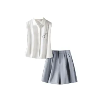 IHIMI Casual Suits Women's Casual Suit Ecru+Sunny Mountain Blue