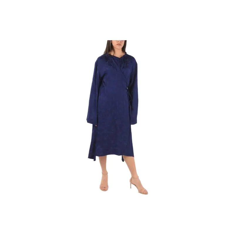 Balenciaga Long-Sleeved Dresses Loose Fit Version Women's Blue-0