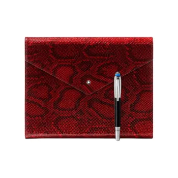 MONTBLANC Leather Laptop Case Accessory Unisex Red & Black