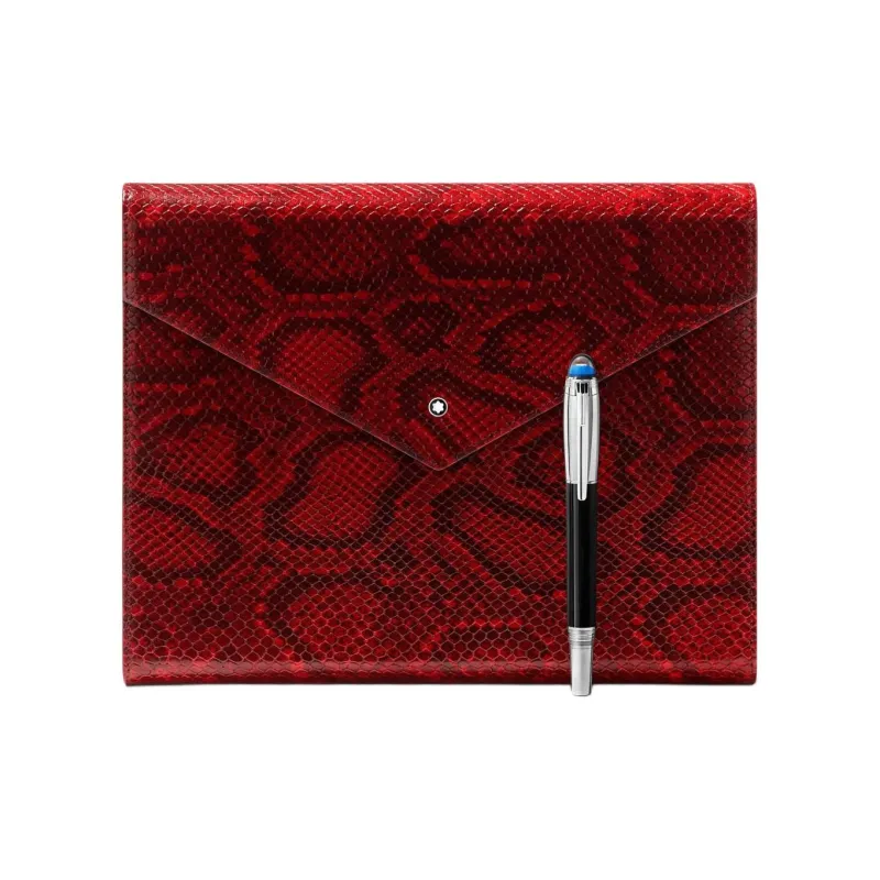 MONTBLANC Leather Laptop Case Accessory Unisex Red & Black-0