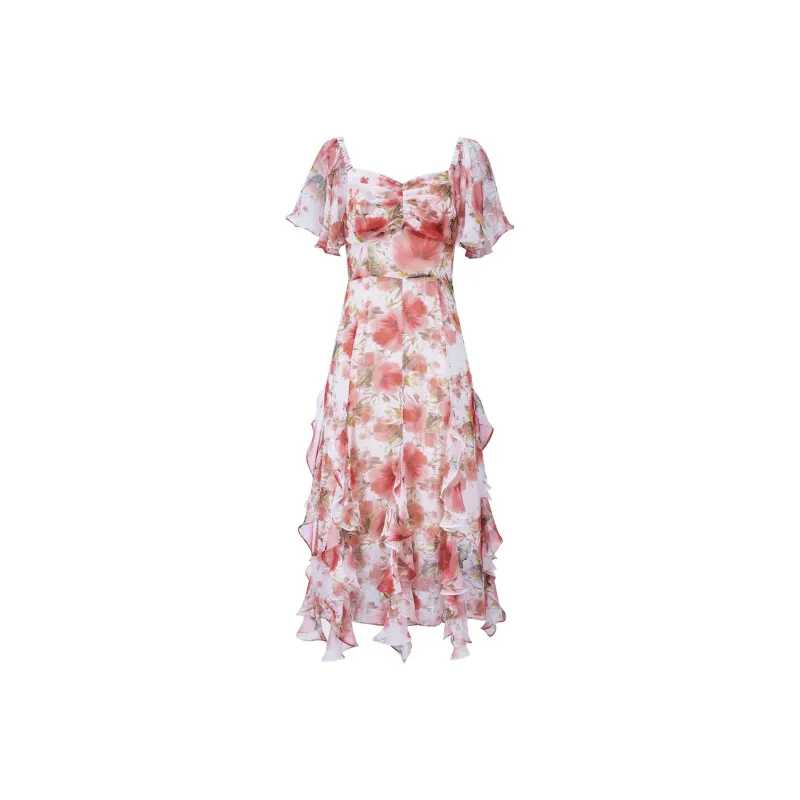 AUI Short Sleeved Dress Women's Red-0