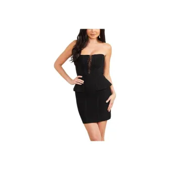 GUESS Elena Strapless Bandage Dress Sleeveless Dress Women's Black
