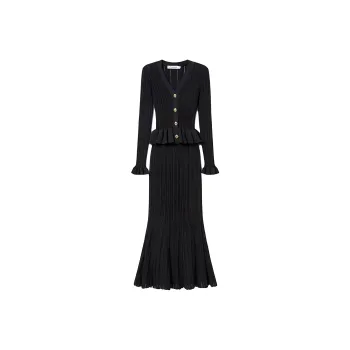 Self portrait Knitted Peplum Maxi Dress