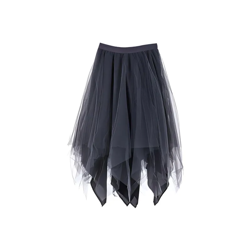 MARC LE BIHAN Asymmetric Tulle Midi Skirt-0