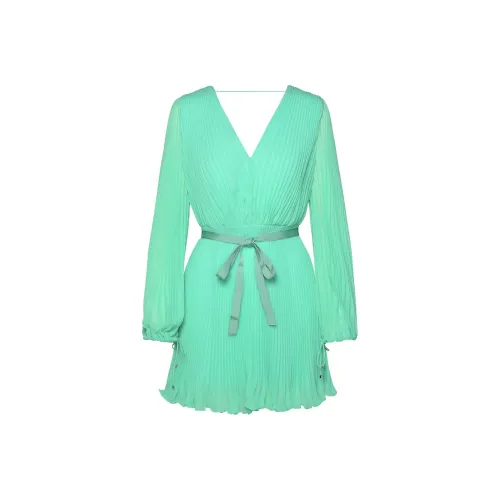 MaxMara V Neck Pleated Mini Dress