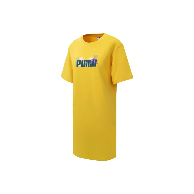 PUMA Short-Sleeved Dresses Women's Yellow-0