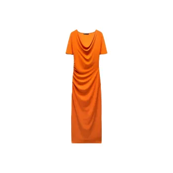 ZARA Short-Sleeved Dresses Women's Orange
