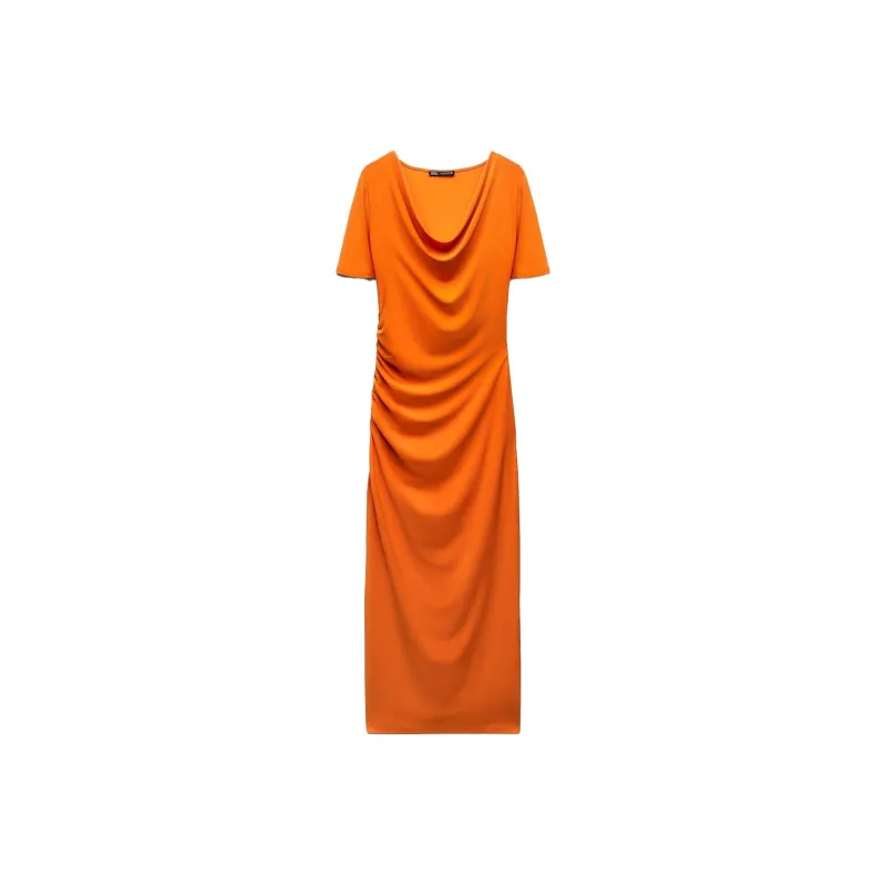 ZARA Short-Sleeved Dresses Women's Orange-0