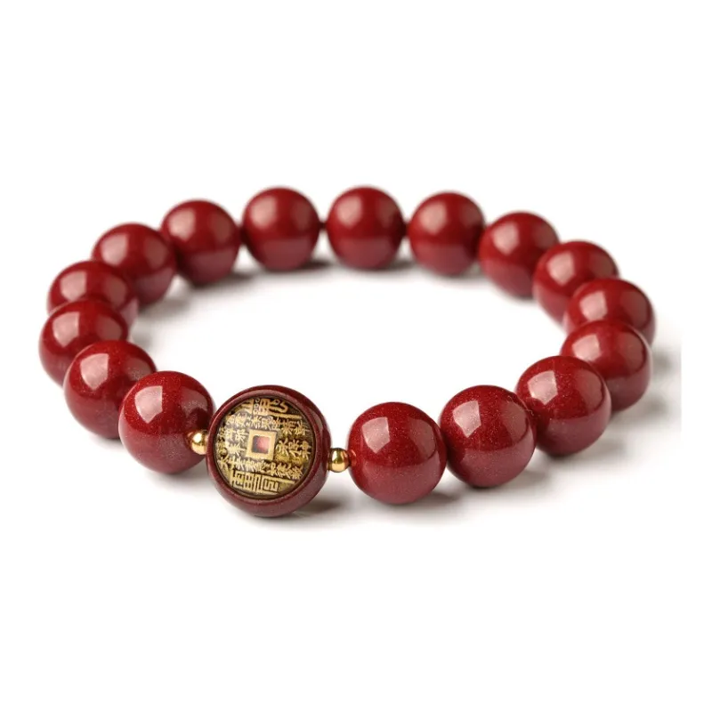 WUMZK Reconstructed Cinnabar Bracelets Unisex-0