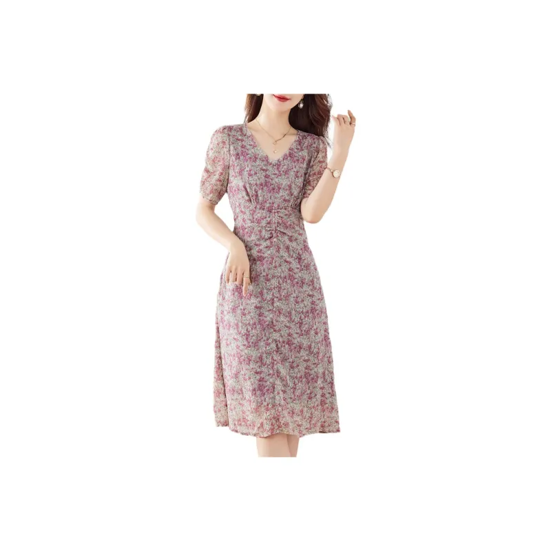 Still Quiet Short Sleeved Dresses Women's Pink-0
