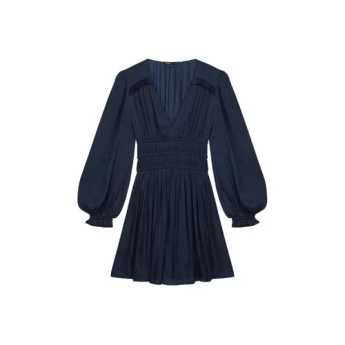 Maje Ruffled Satin Mini Dress