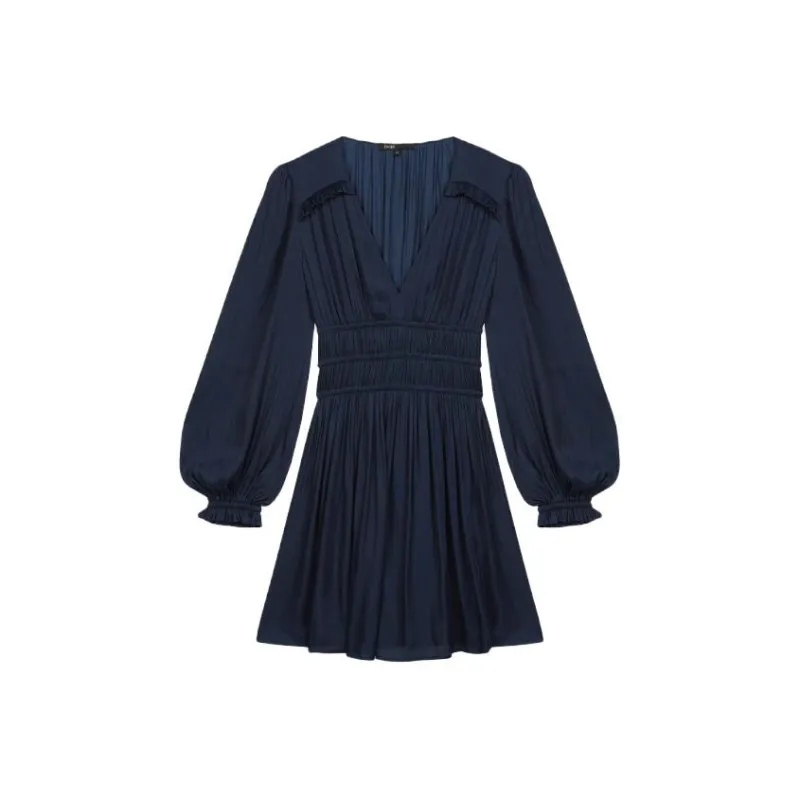 Maje Ruffled Satin Mini Dress-0