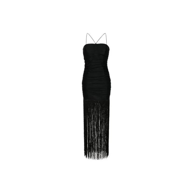 Rotate Sequined Fringed Slip Dress-0