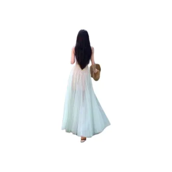 Mu Xiao Xin Slip Dresses Women's Cinnamon Milk Green
