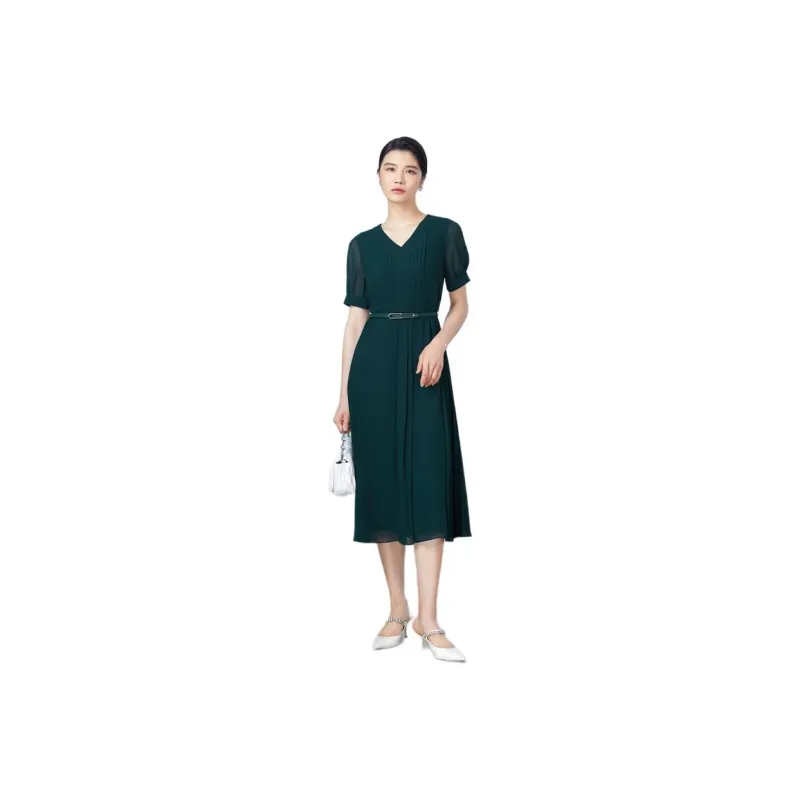 BBLLUUEE Short Sleeved Dress Women's Turquoise-0