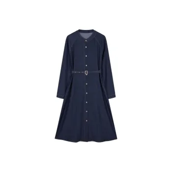 IHIMI Long Sleeved Dress Women's Dark Denim Blue