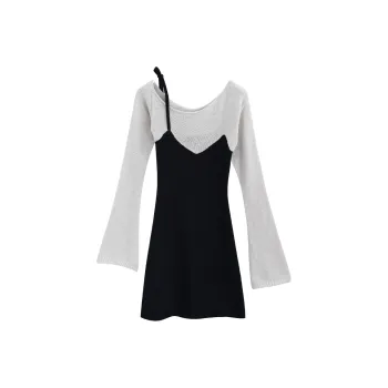 SNZX Long Sleeved Dresses Women's Black