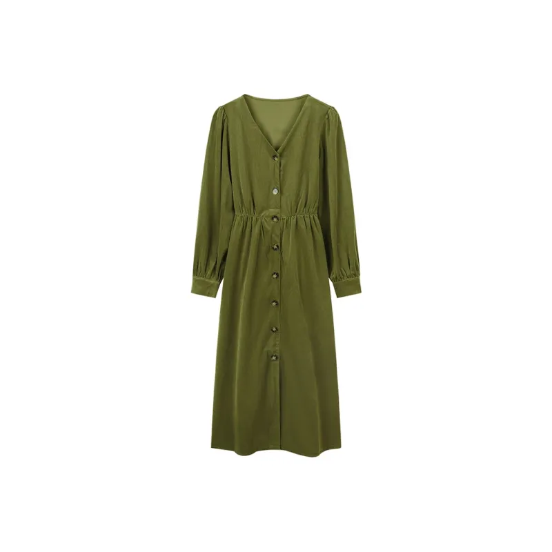 Migu Long Sleeved Dress Women's Green-0