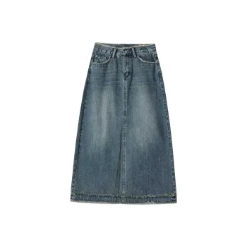 FAWENXIANGZI Denim Long Skirt Women's