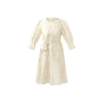 GOELIA Long Sleeved Dress Women's Beige