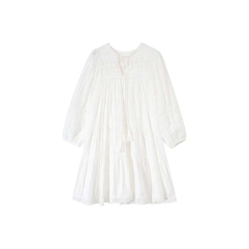 PAZZO Long Sleeved Dresses Women's White-0