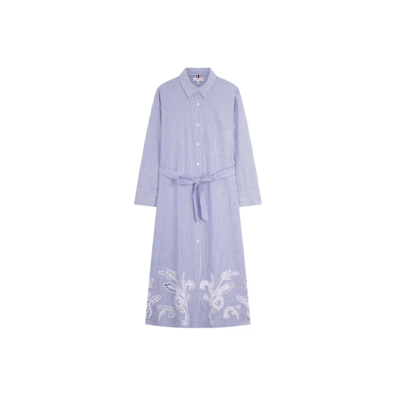 Tommy Hilfiger Long Sleeved Dress Women's Blue White Stripes-0