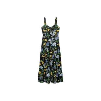 ZARA Slip Dress Women's Black/Yellow