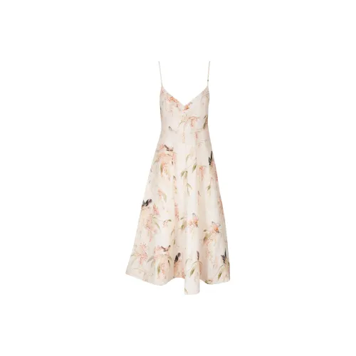 Zimmermann Picnic Coral Birds Printed Midi Dress